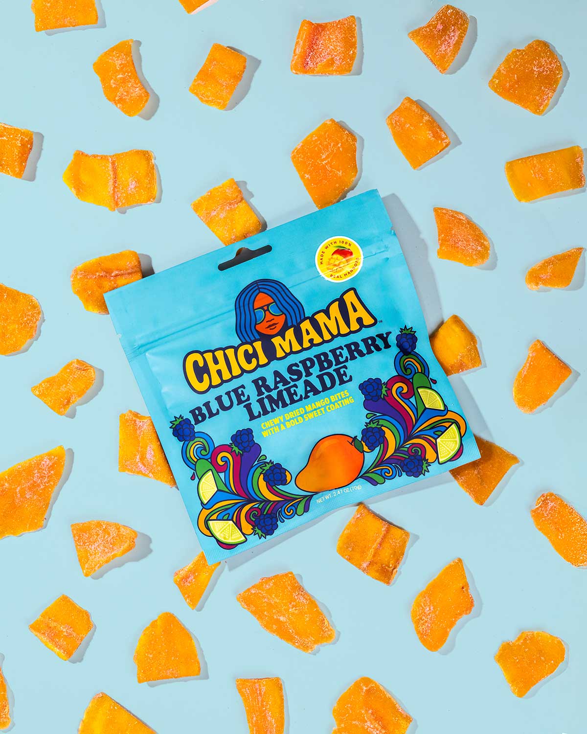 Blue Raspberry Limeade Chewy Mango Bites | Chici Mama