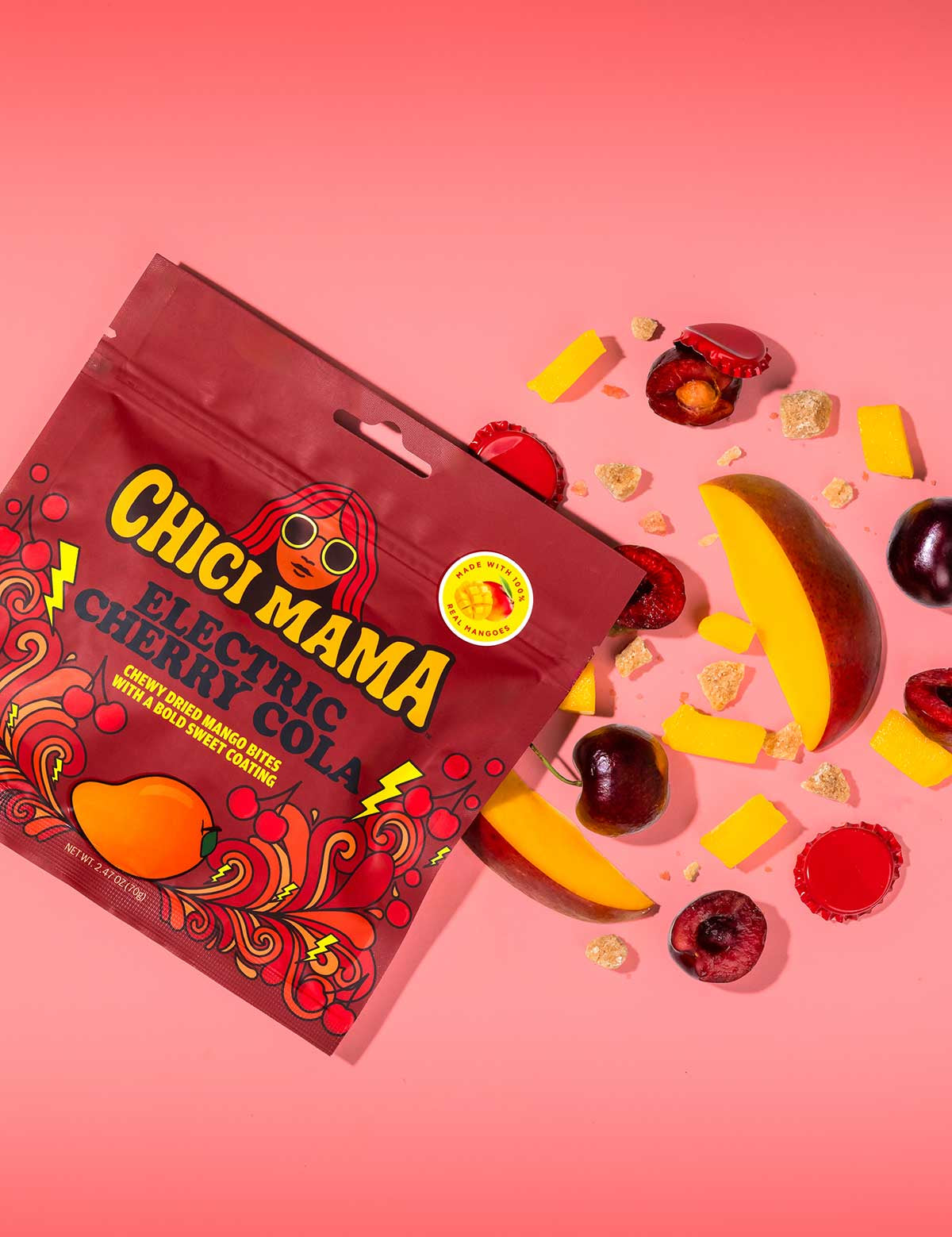 Electric Cherry Cola Chewy Mango Bites | Chici Mama
