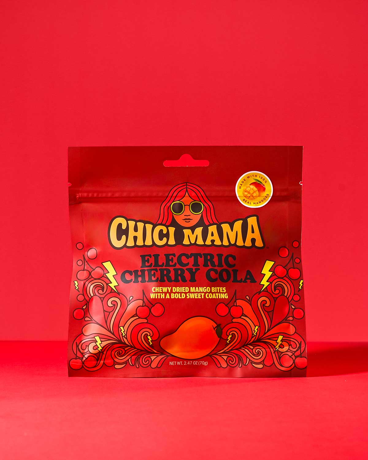 Electric Cherry Cola Chewy Mango Bites | Chici Mama